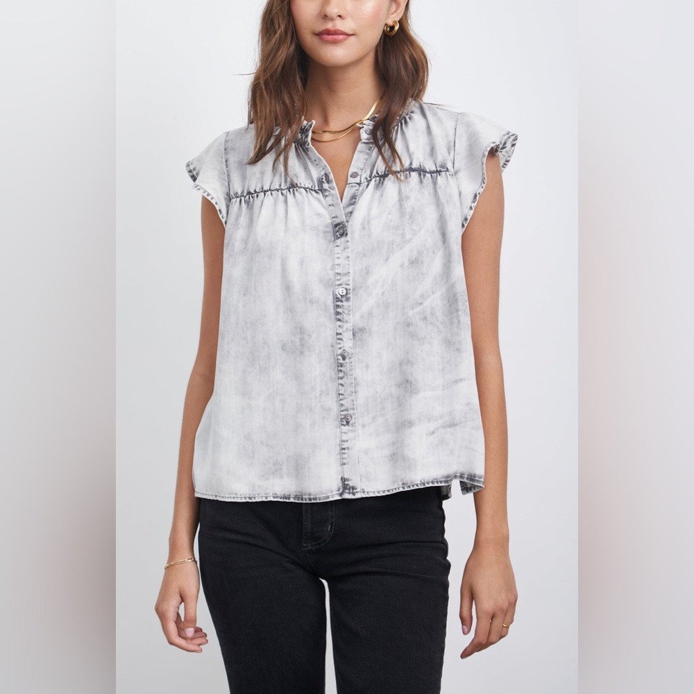 Rails Ruthie Top Denim Acid Cloud Wash Women’s Small EUC